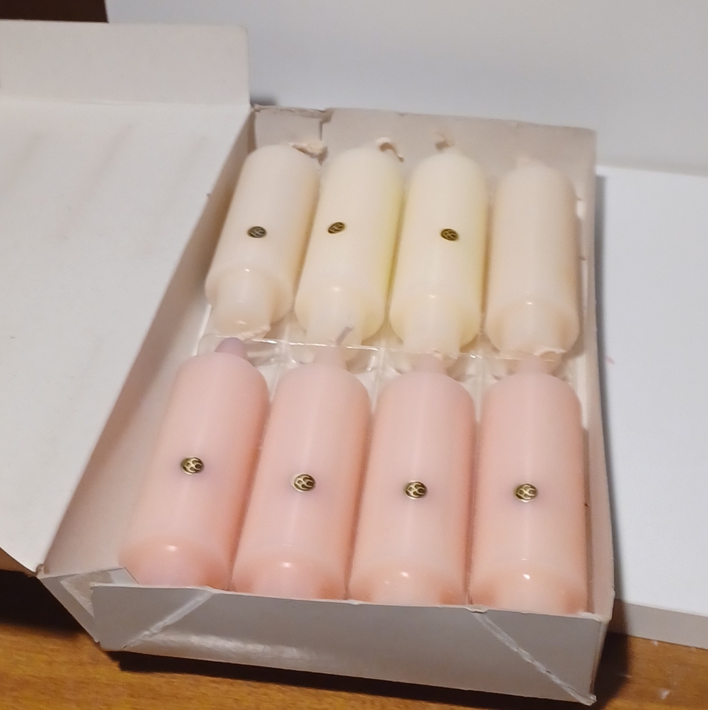 PartyLite 5 Inch Unscented Cordless Candles - 4 Pink & 4 Ivory